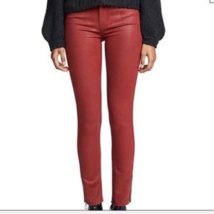 PAIGE Hoxton Ankle Red Luxe Coating Ankle Pants